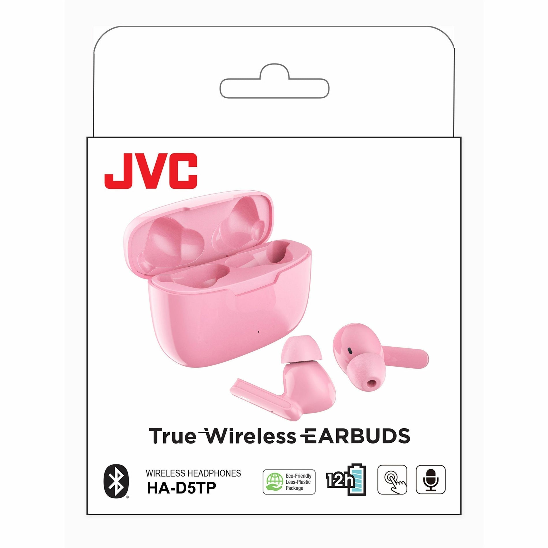 JVC Gumy Mini HA-D5TP retail packaging showing product features and eco-friendly certification-alternate-image2