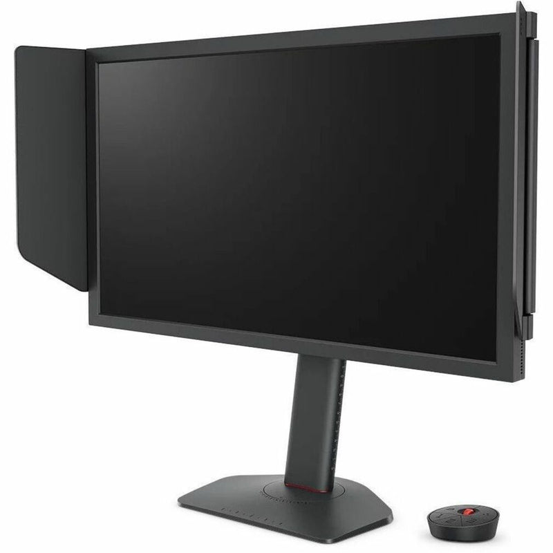 BenQ Zowie XL2546X gaming monitor with side shields and S Switch controller shown from front-left angle