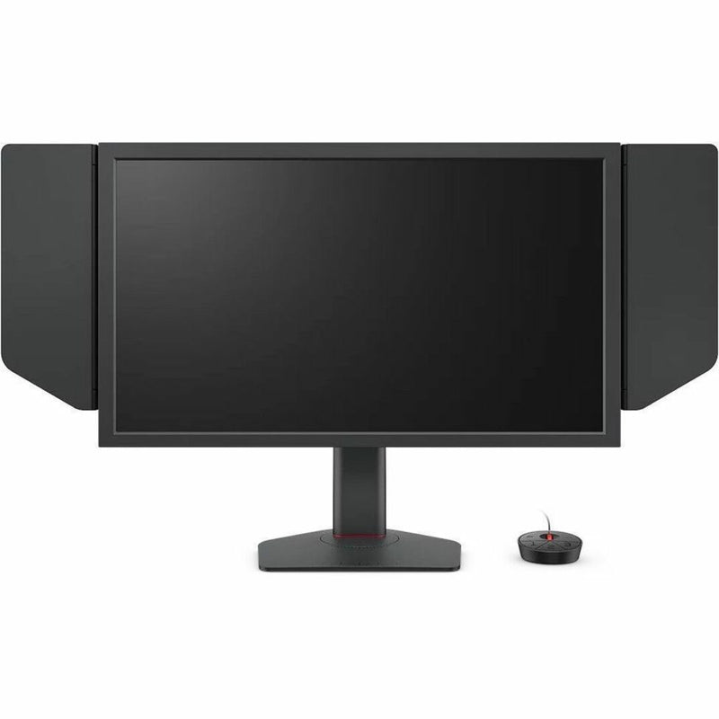 Front view of BenQ Zowie XL2546X gaming monitor showing S Switch controller and adjustable stand