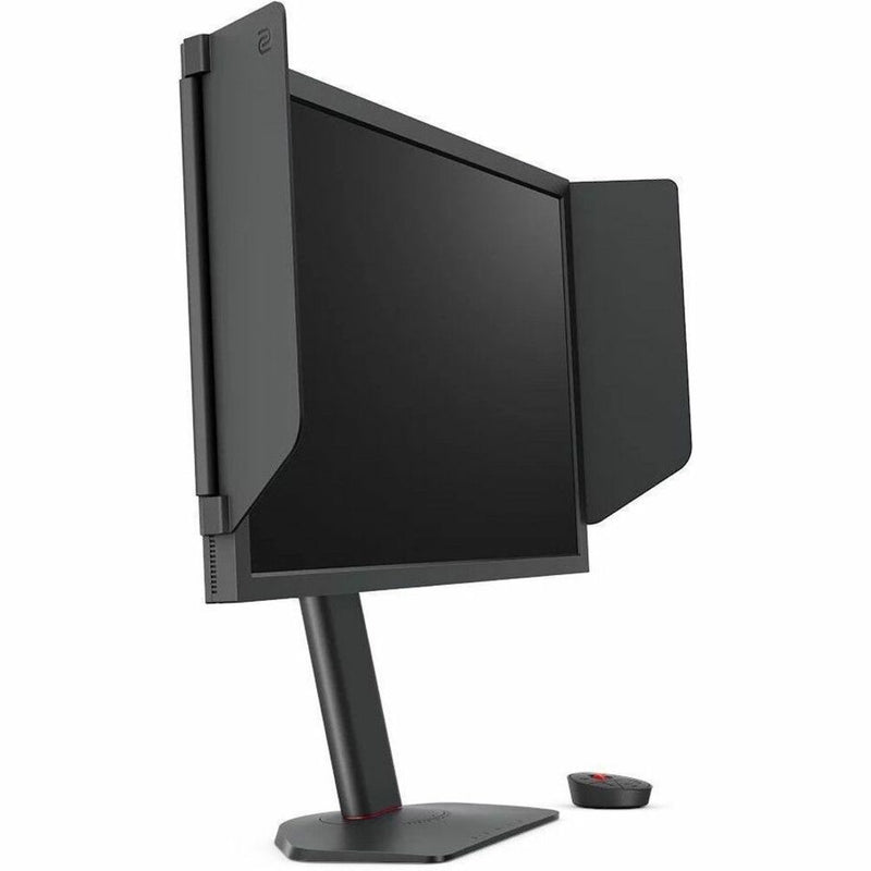 Side view of BenQ Zowie XL2546X gaming monitor highlighting adjustable stand and side shield design