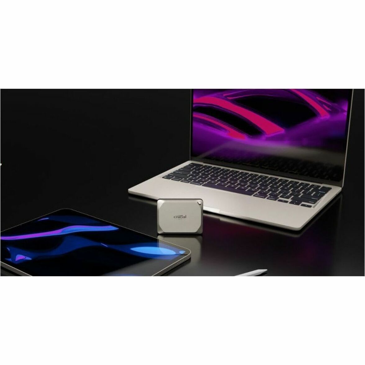 Crucial X9 Pro SSD in minimalist desktop setup with MacBook-alternate-image7