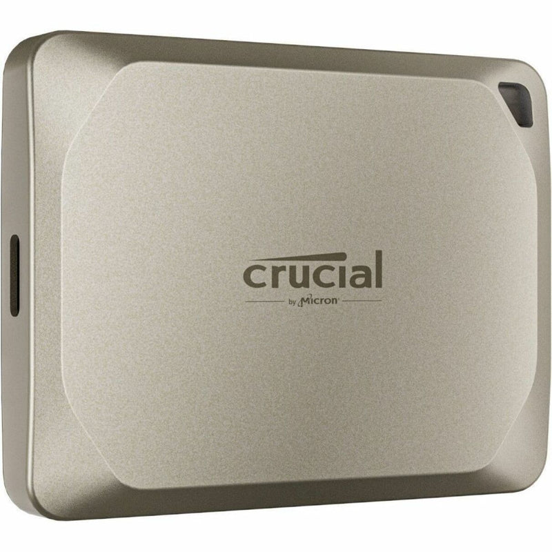 Crucial X9 Pro portable SSD in silver aluminum finish with brand logo