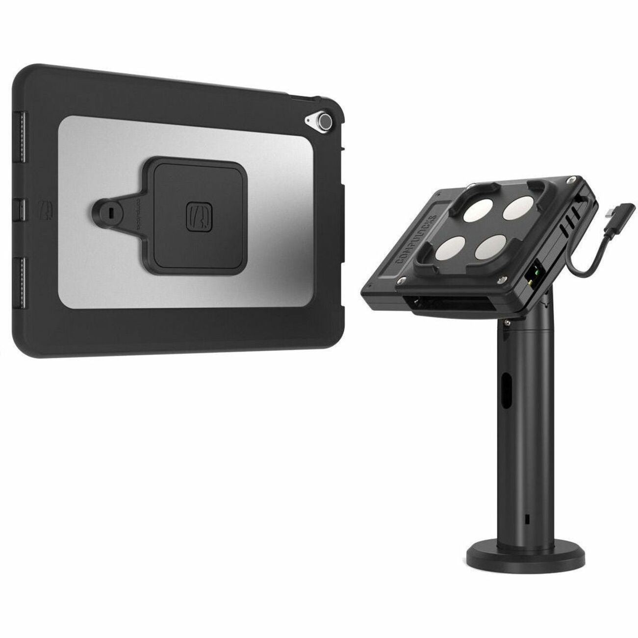 Split view showing mounting plate and security features of the tablet stand-alternate-image7