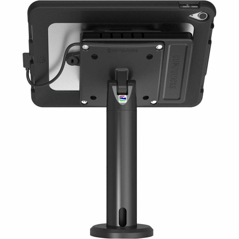 Back view of tablet stand showing VESA mount system and security features