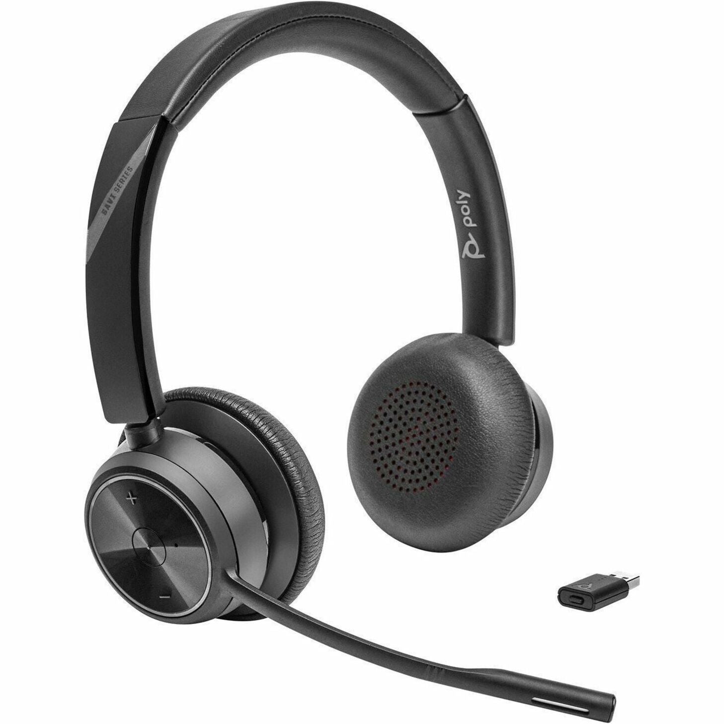 Poly Savi 7320 UC Stereo DECT Wireless Headset, 450ft Range, Noise-Canceling, 256-bit Encryption, 13Hr Battery, Remote Management, Black - 8L549AA (2 Year Warranty)