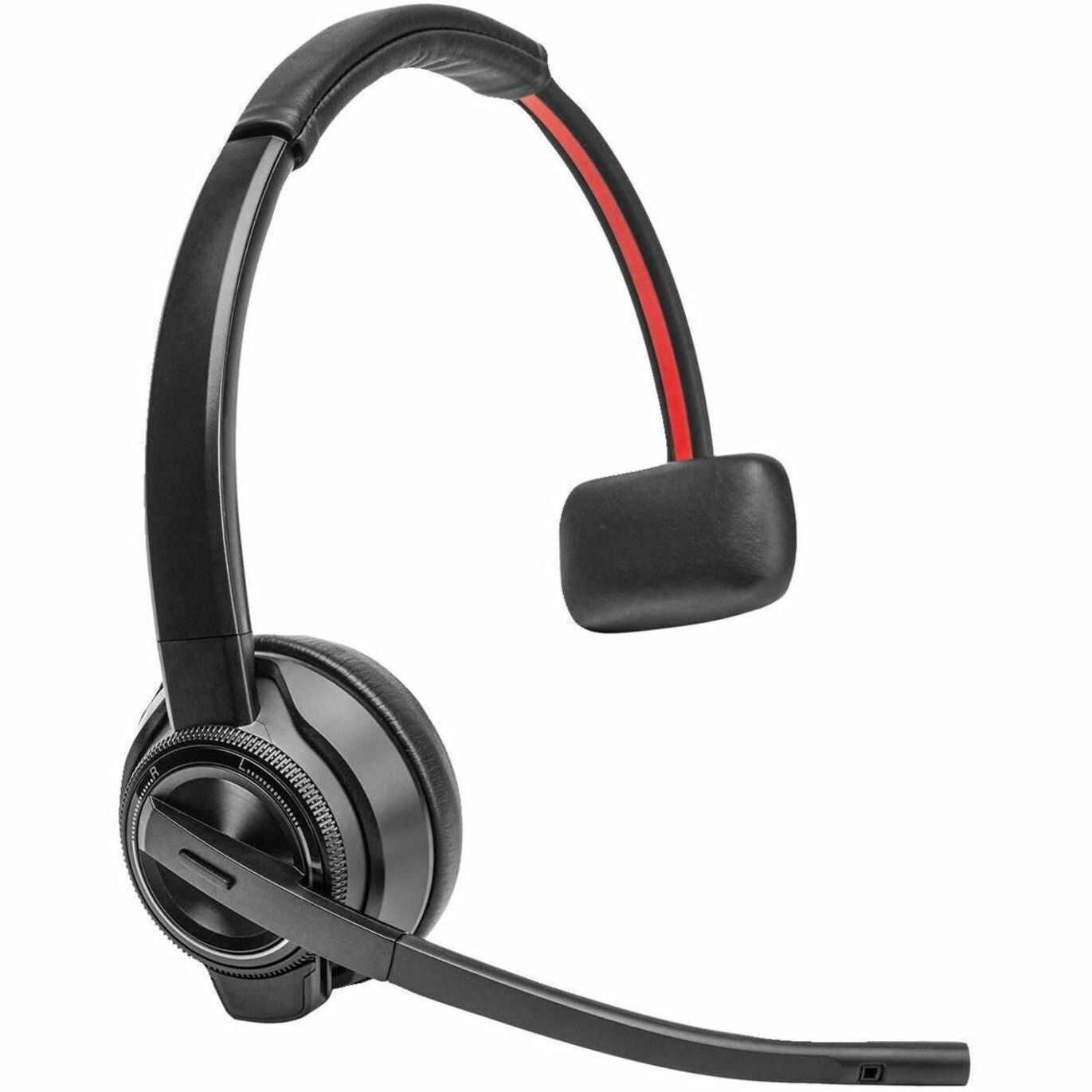 Side view of HP Savi 8410 Office monaural headset showing adjustable boom microphone and over-head design-alternate-image2