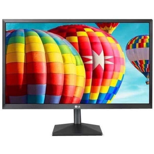 LG monitor showing colorful hot air balloon image