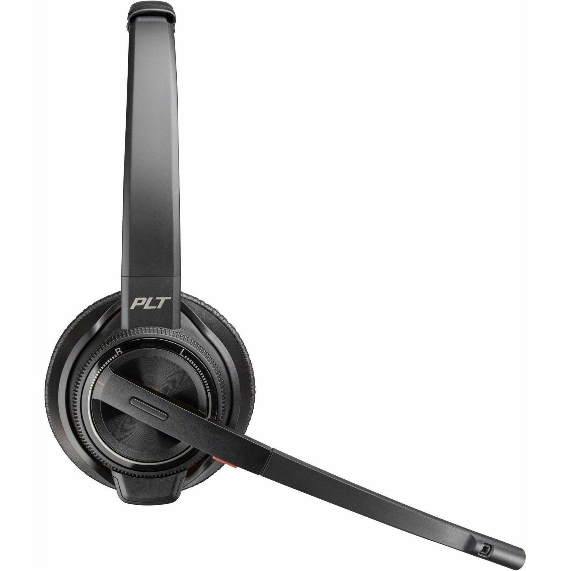 Side view of Poly Savi 8220 wireless headset showing noise-canceling boom microphone and over-ear design-alternate-image1