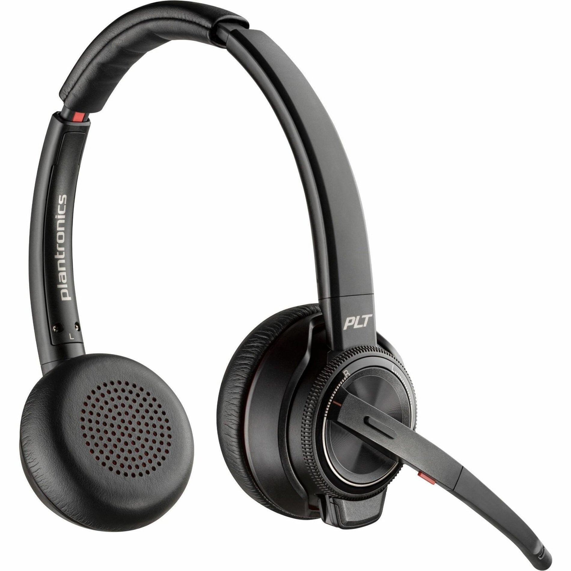 Side view of Poly Savi 8220 wireless headset showing dual ear cups and boom microphone-alternate-image1