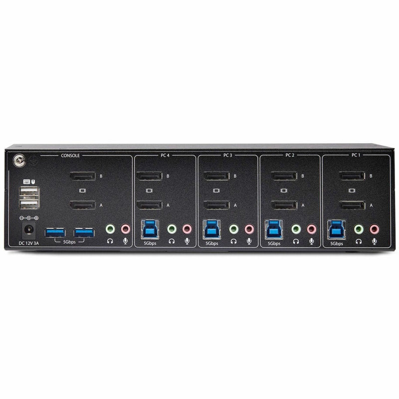 Detailed view of StarTech.com KVM switch rear ports showing organized layout