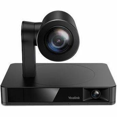 Front view of Yealink UVC86 4K dual-eye video conferencing camera showing PTZ camera and base unit