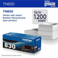 Information graphic showing Brother TN830 toner cartridge specifications and page yield-alternate-image5