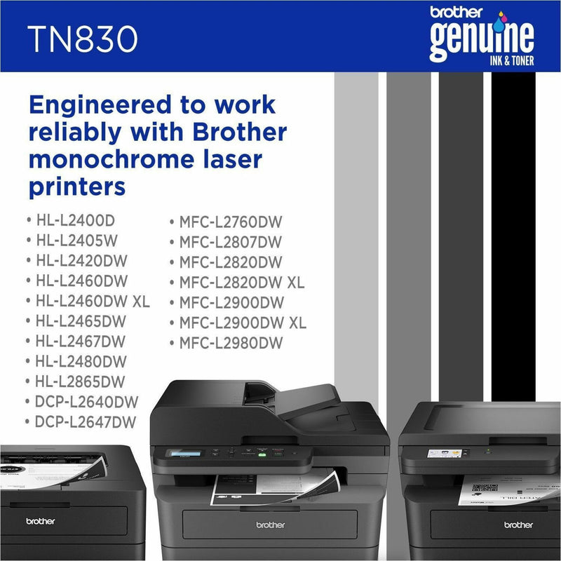 Display of compatible Brother printer models with TN830 toner cartridge