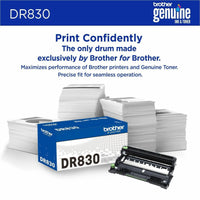 Brother DR830 drum unit with product packaging and stacks of paper-alternate-image7