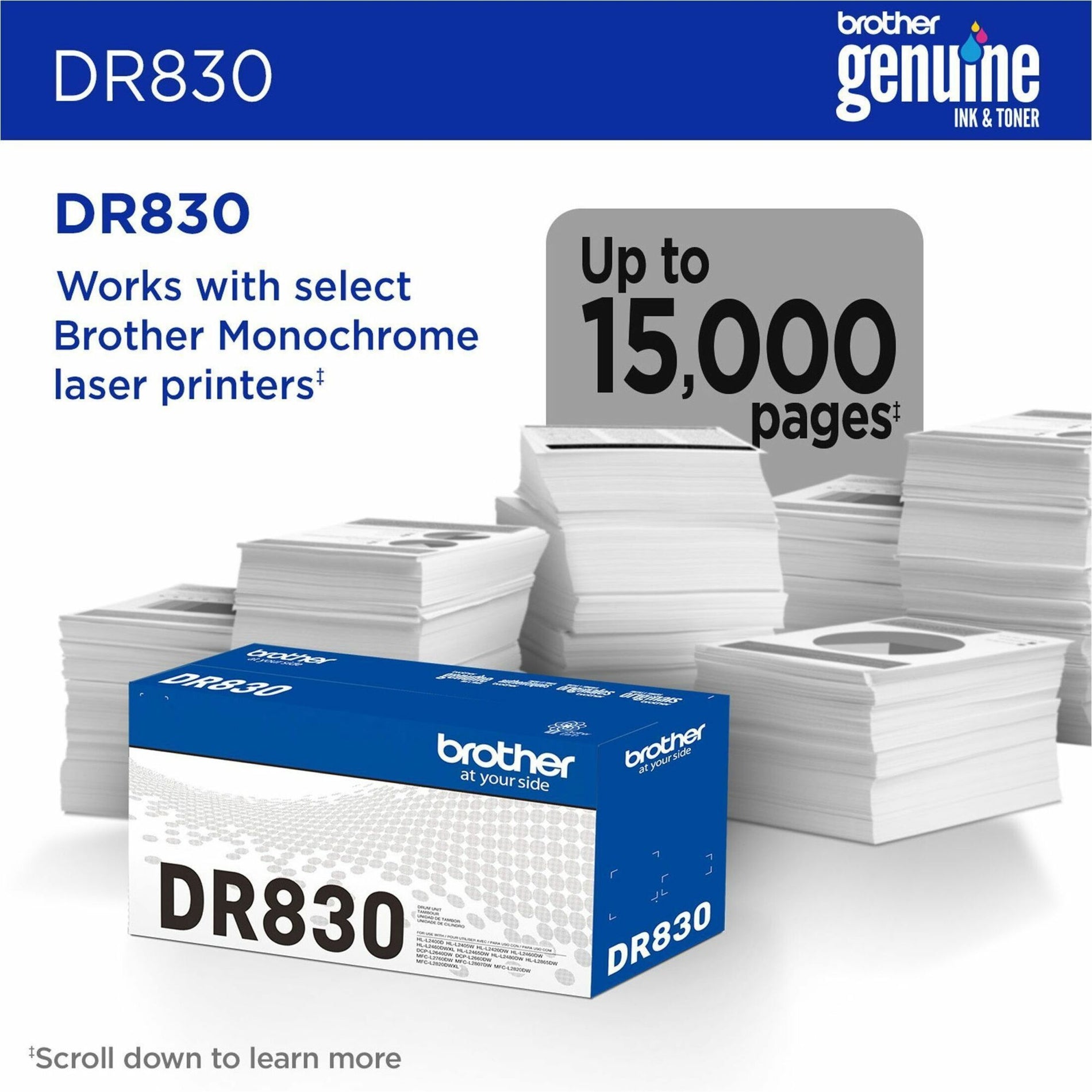 Product packaging of Brother DR830 drum unit with page yield information-alternate-image4