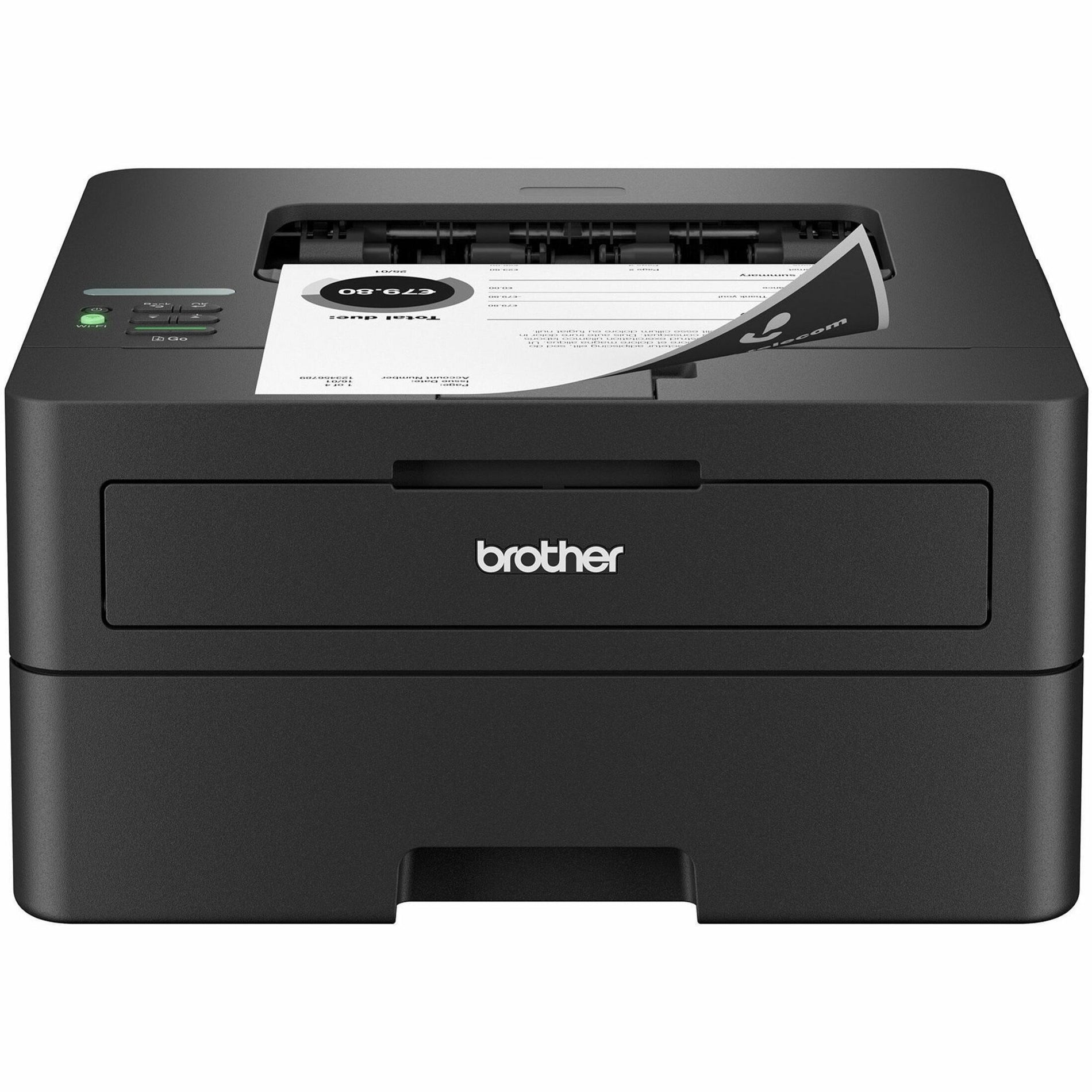 Front view of Brother HL-L2460DW printer showing paper tray and output functionality-alternate-image2