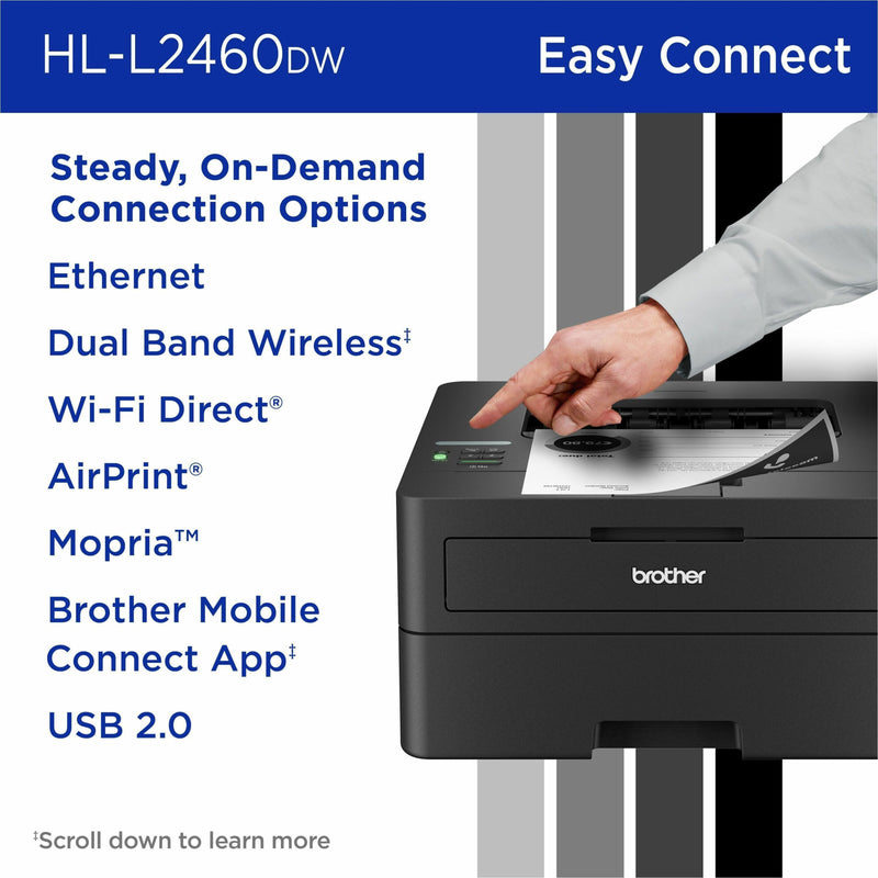 Connection options display for Brother HL-L2460DW printer