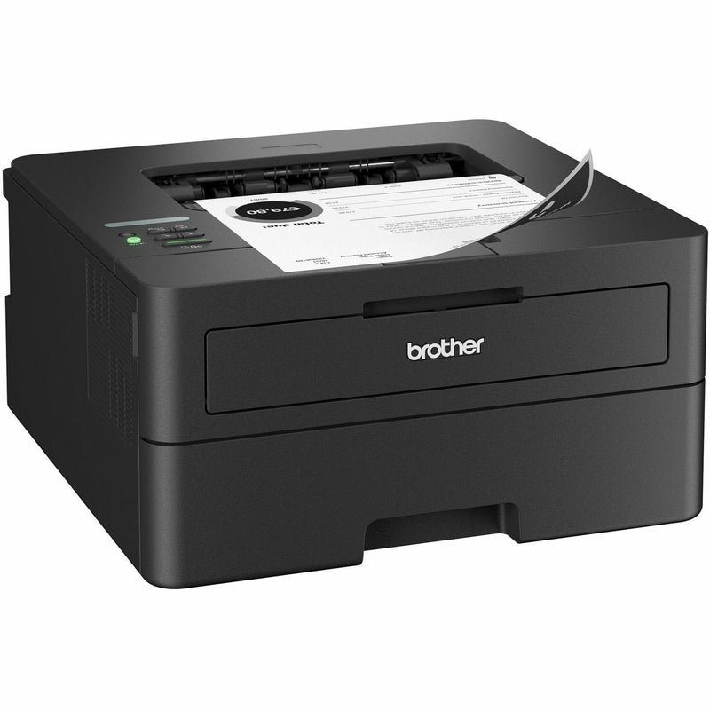 Brother HL-L2460DW monochrome laser printer shown from front right angle with paper output tray