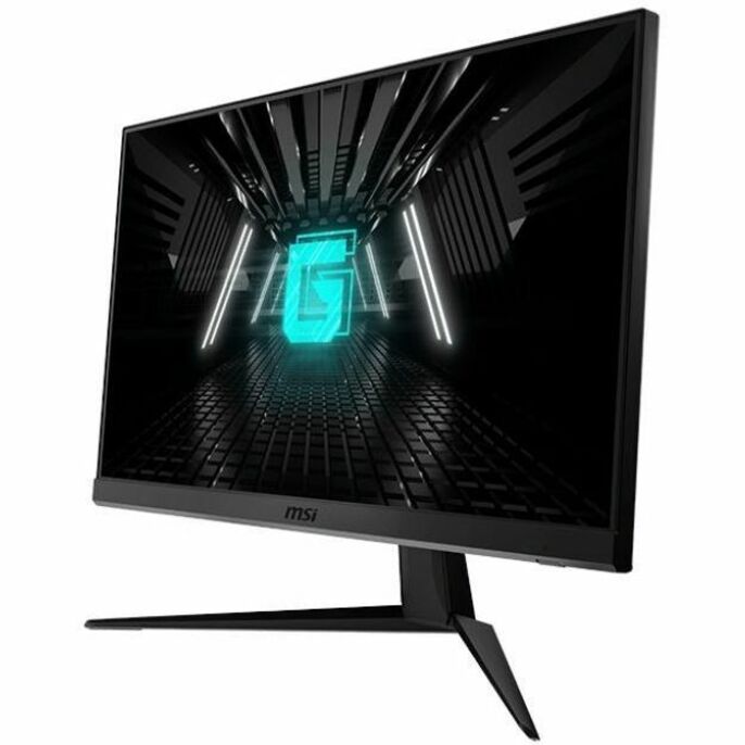 Angled view of MSI G2412F gaming monitor showing slim bezels and modern design aesthetic