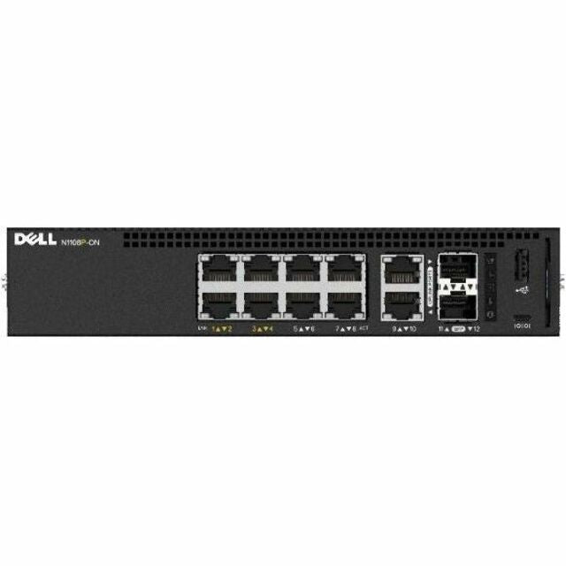 Dell PowerSwitch N1100 Series Ethernet Switch, 8-Port Gigabit PoE+, 2 SFP Slots, Layer 2 Managed, Energy Efficient, Fanless, 60W PoE Budget - N1108P-ON (1 Year Warranty)