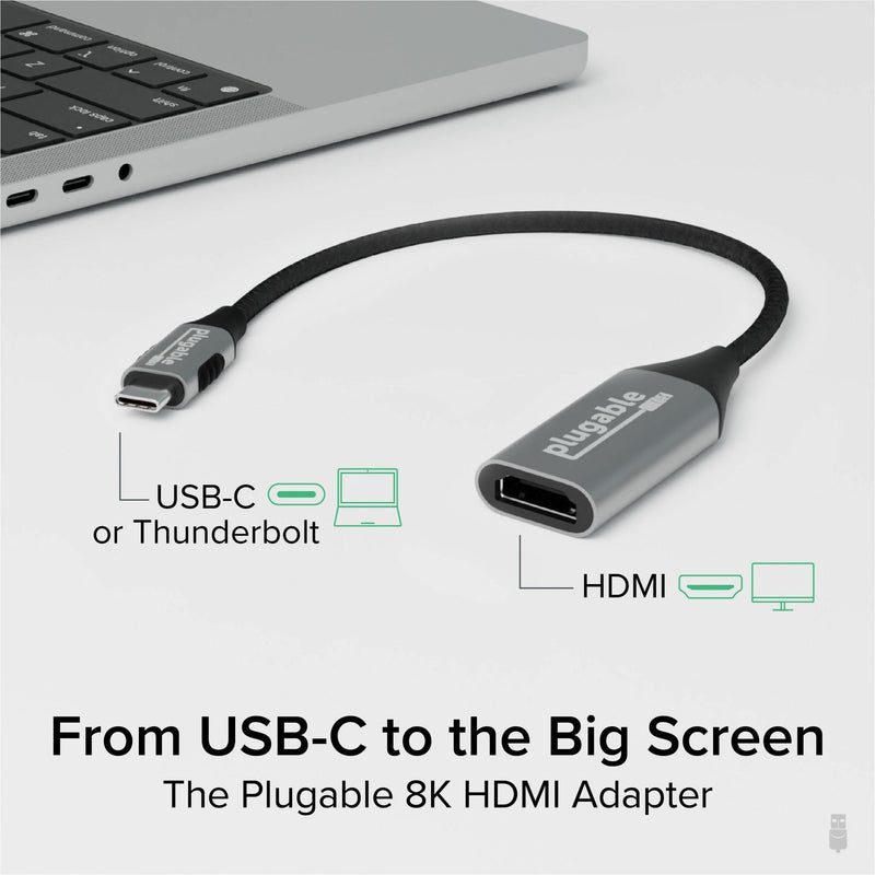 Diagram showing USB-C to HDMI adapter connection with laptop and display icons