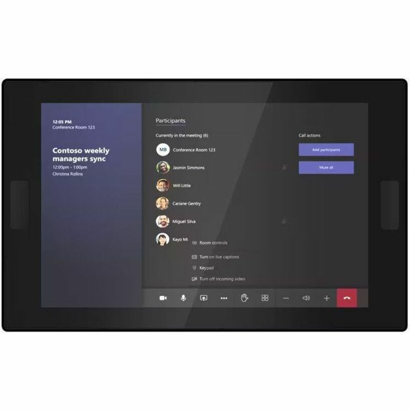 ThinkSmart Core touch controller display showing meeting interface with participant list and controls-alternate-image3