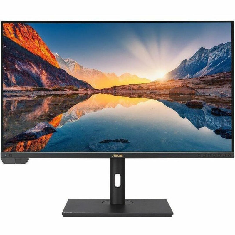 ASUS ProArt PA32UCXR displaying detailed mountain landscape with sunset reflection