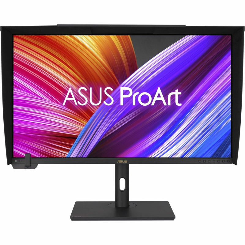 ASUS ProArt PA32UCXR monitor displaying vibrant color gradients with ProArt branding