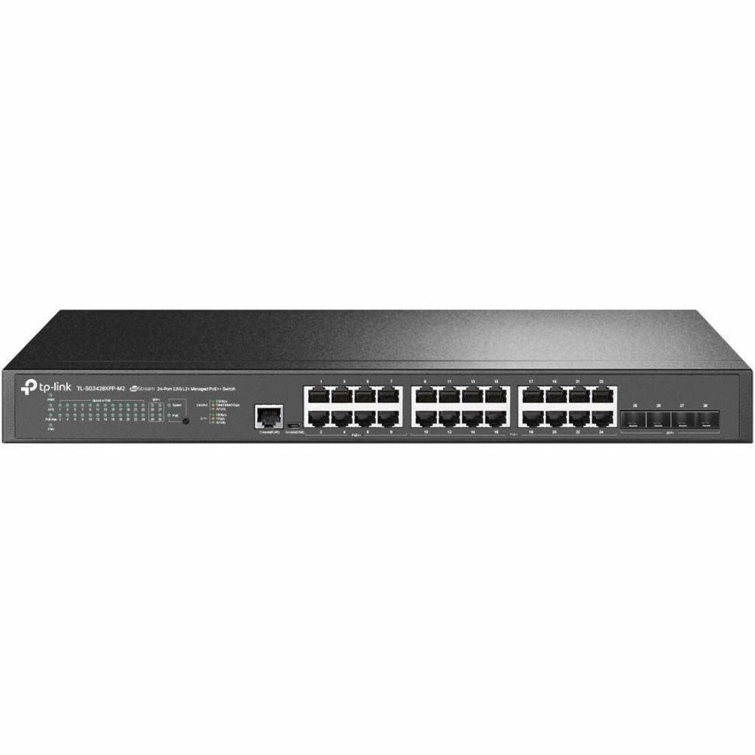 TP-Link JetStream 24-Port 2.5GBASE-T and 4-Port 10GE SFP+ L2+ Managed Switch with 16-Port PoE+ & 8-Port PoE++ (SG3428XPP-M2)