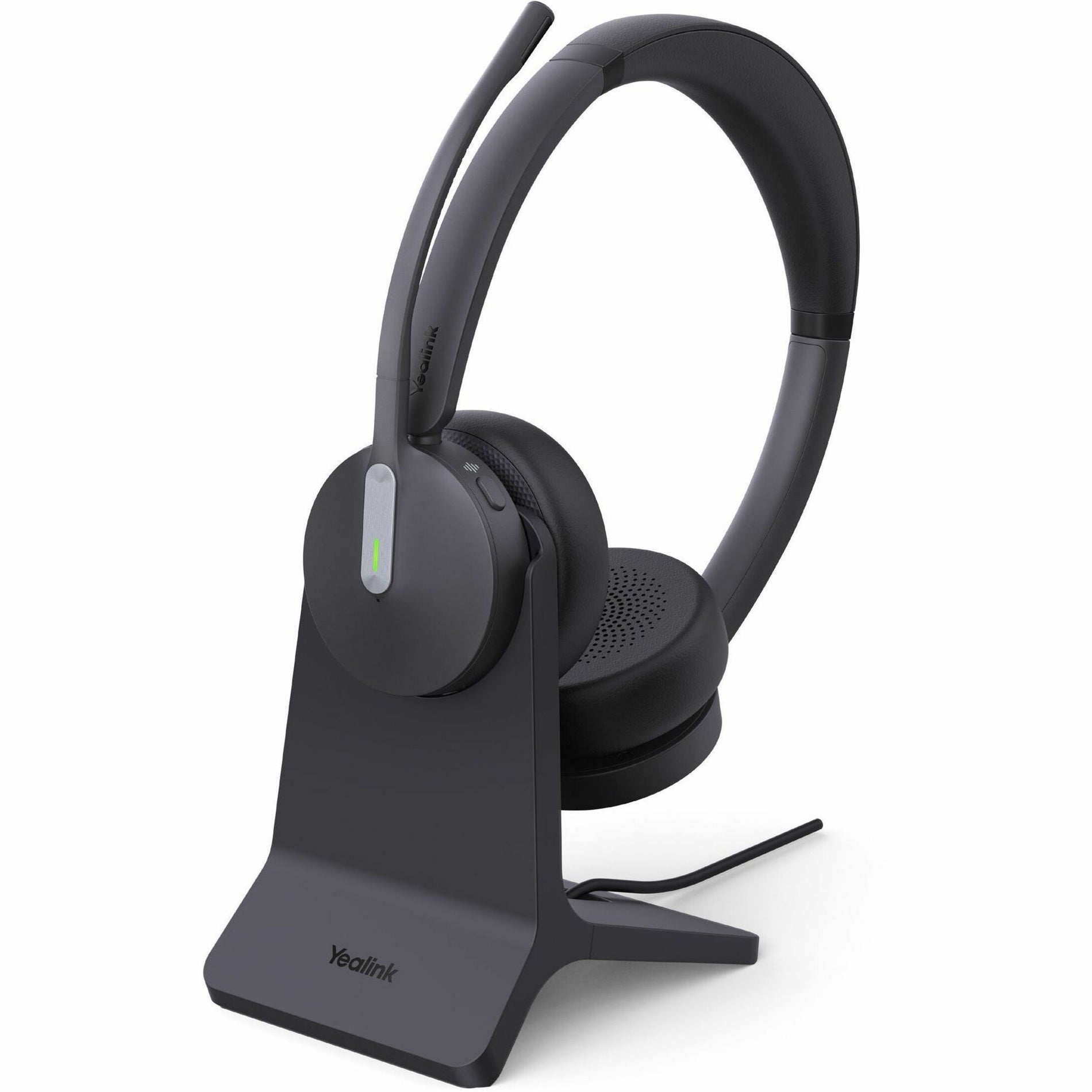 Yealink BH70 headset on charging stand showing power indicator-alternate-image5