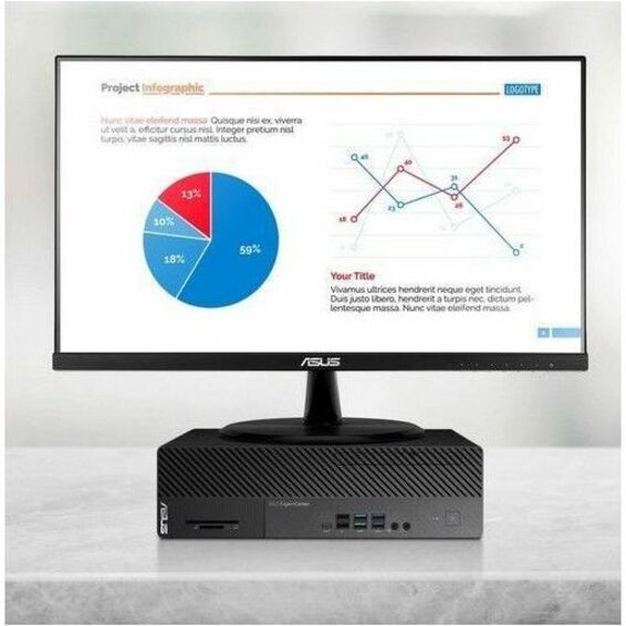 ASUS ExpertCenter D700SE displaying business analytics and charts on professional monitor-alternate-image11