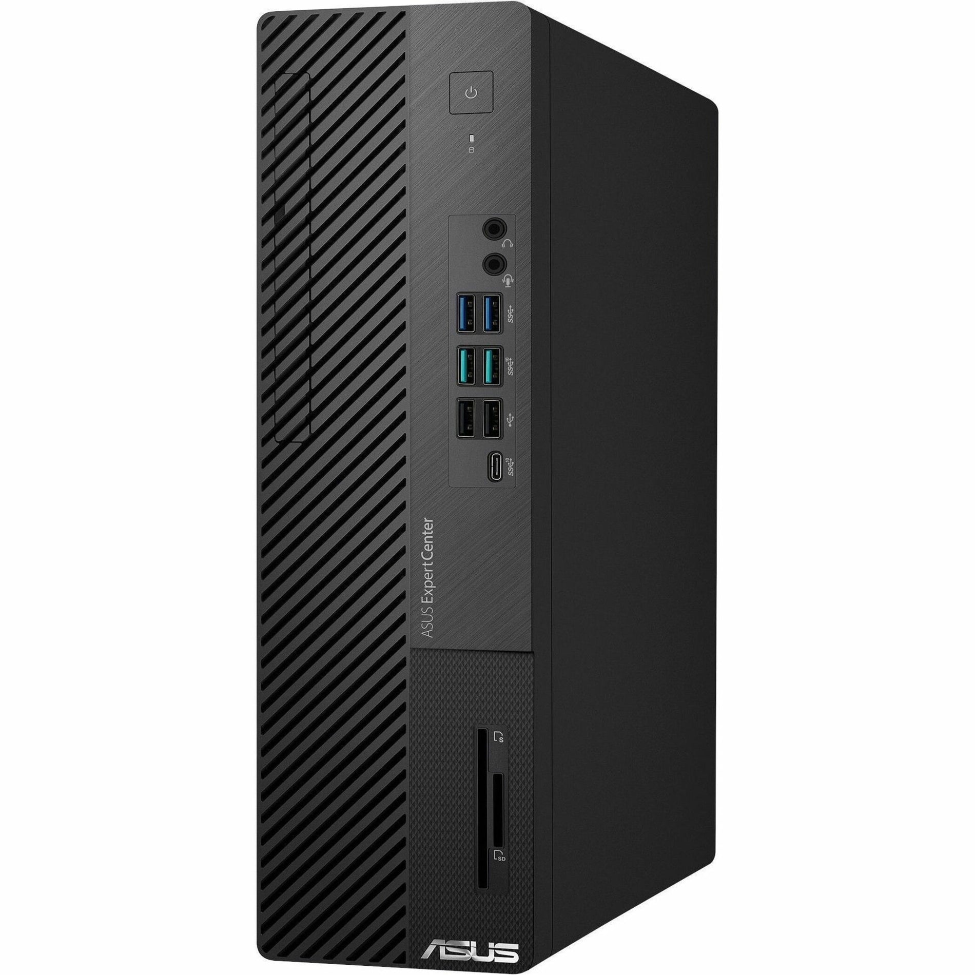 ASUS ExpertCenter D700SE desktop computer in vertical position with front panel ports clearly visible-alternate-image4