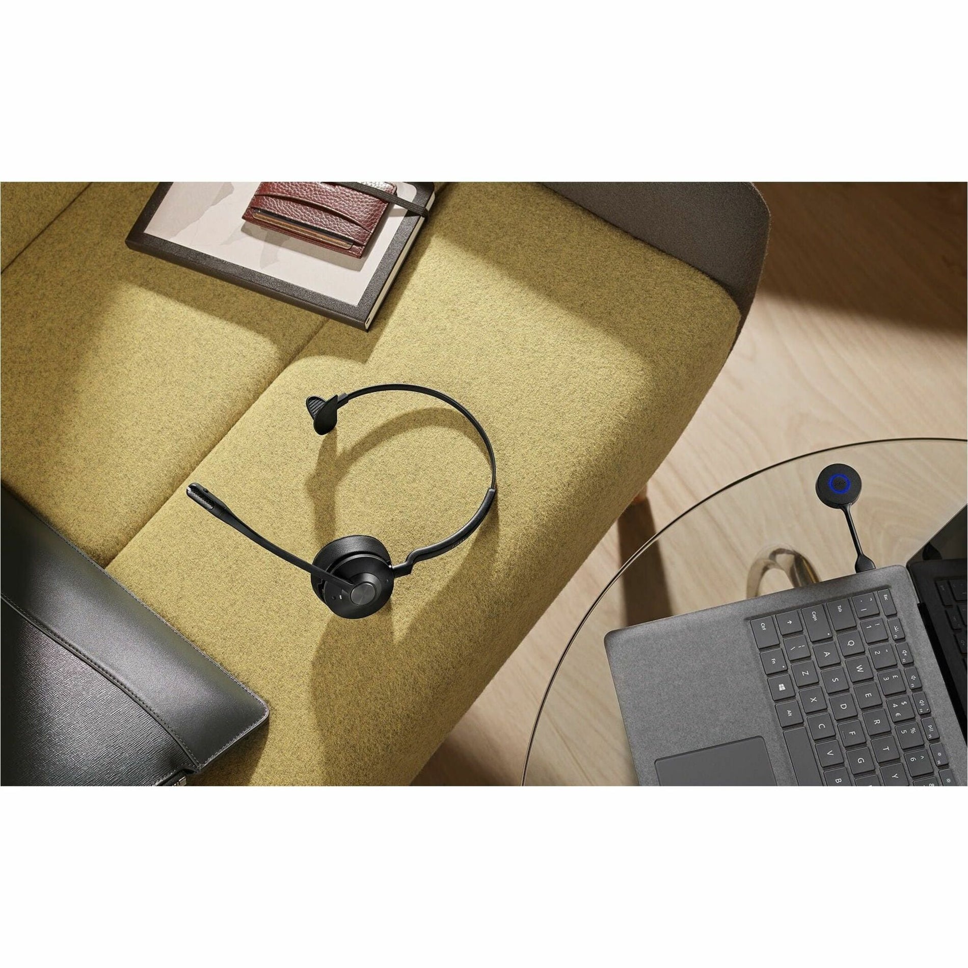 Jabra Engage 55 headset in a modern workspace setting with laptop integration-alternate-image4