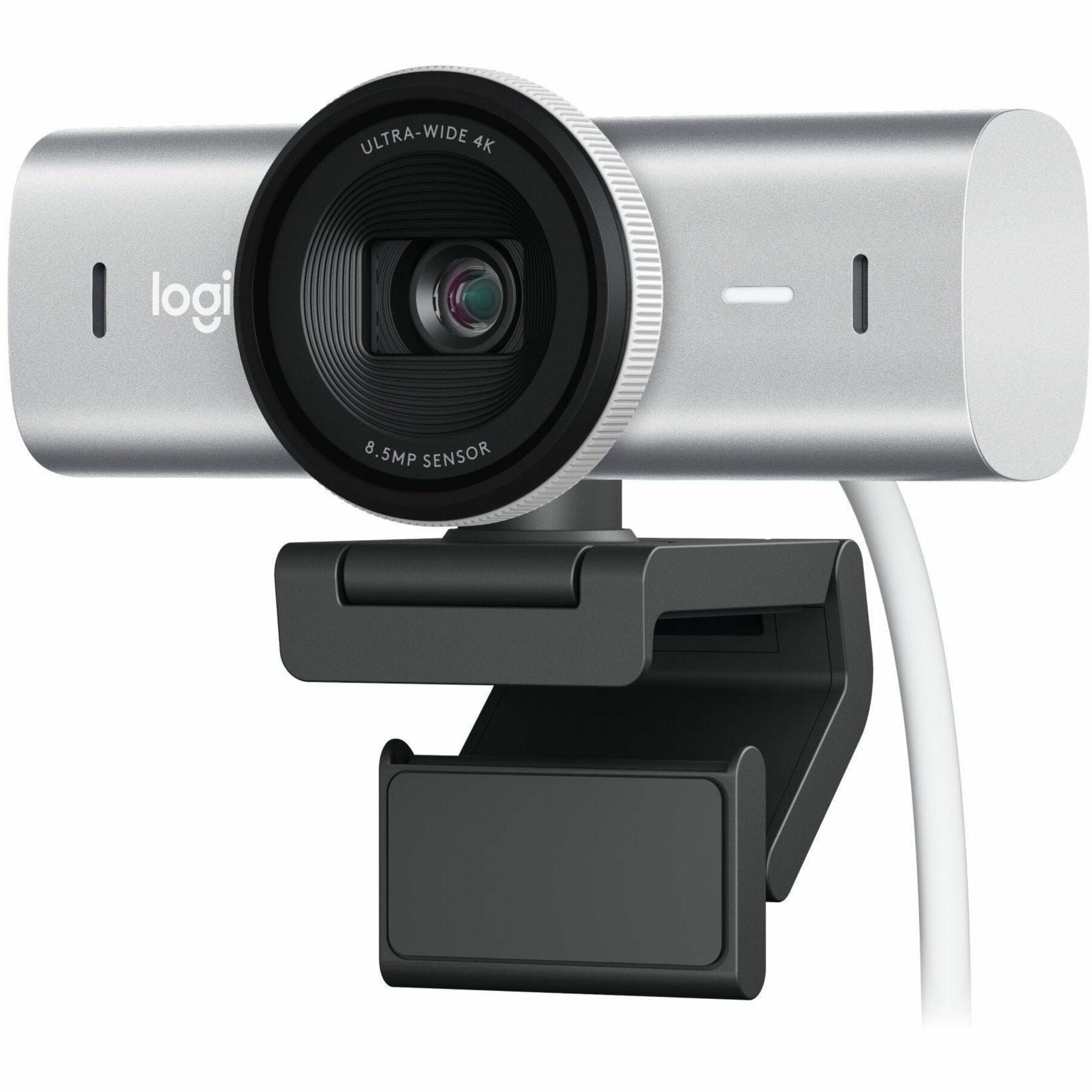 Logitech MX BRIO webcam front view showing 4K ultra-wide lens and premium aluminum design-alternate-image1