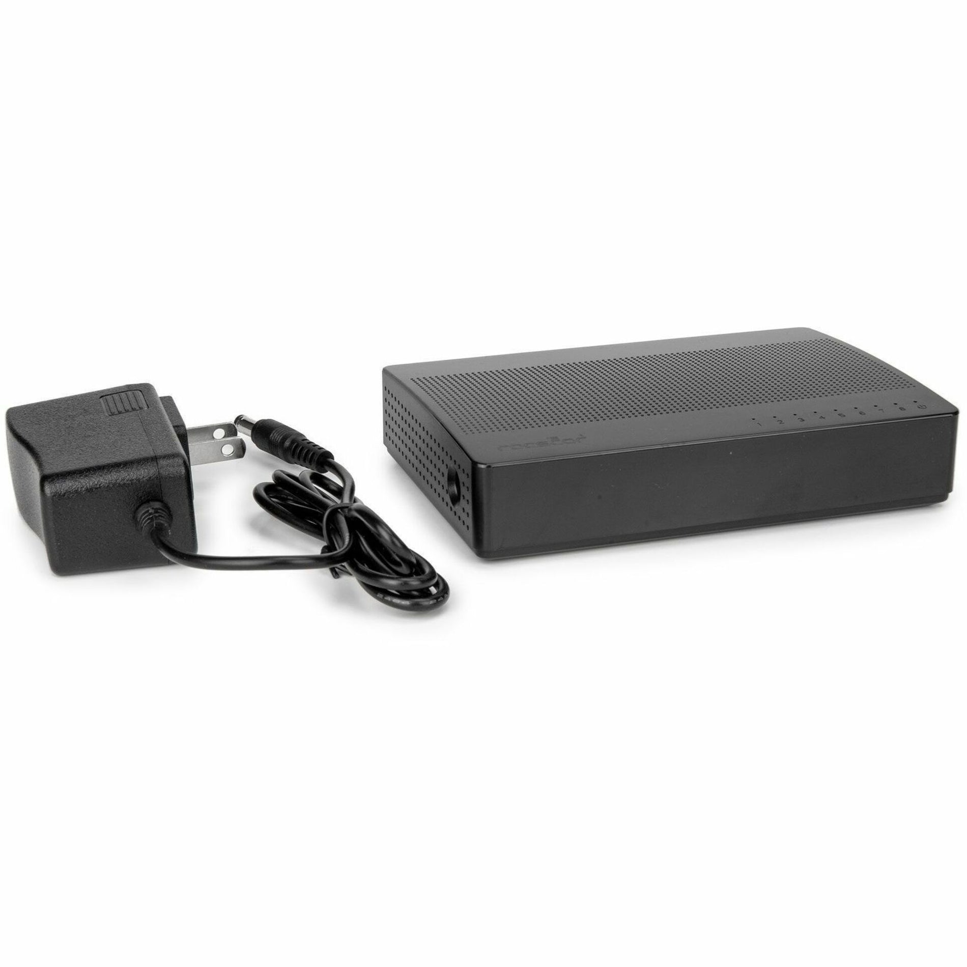 Rocstor JC08 network switch with included power adapter and cable-alternate-image5