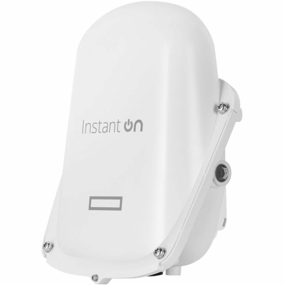 Front view of Aruba Instant On AP27 outdoor access point showing white weatherproof casing and Instant On branding-alternate-image1