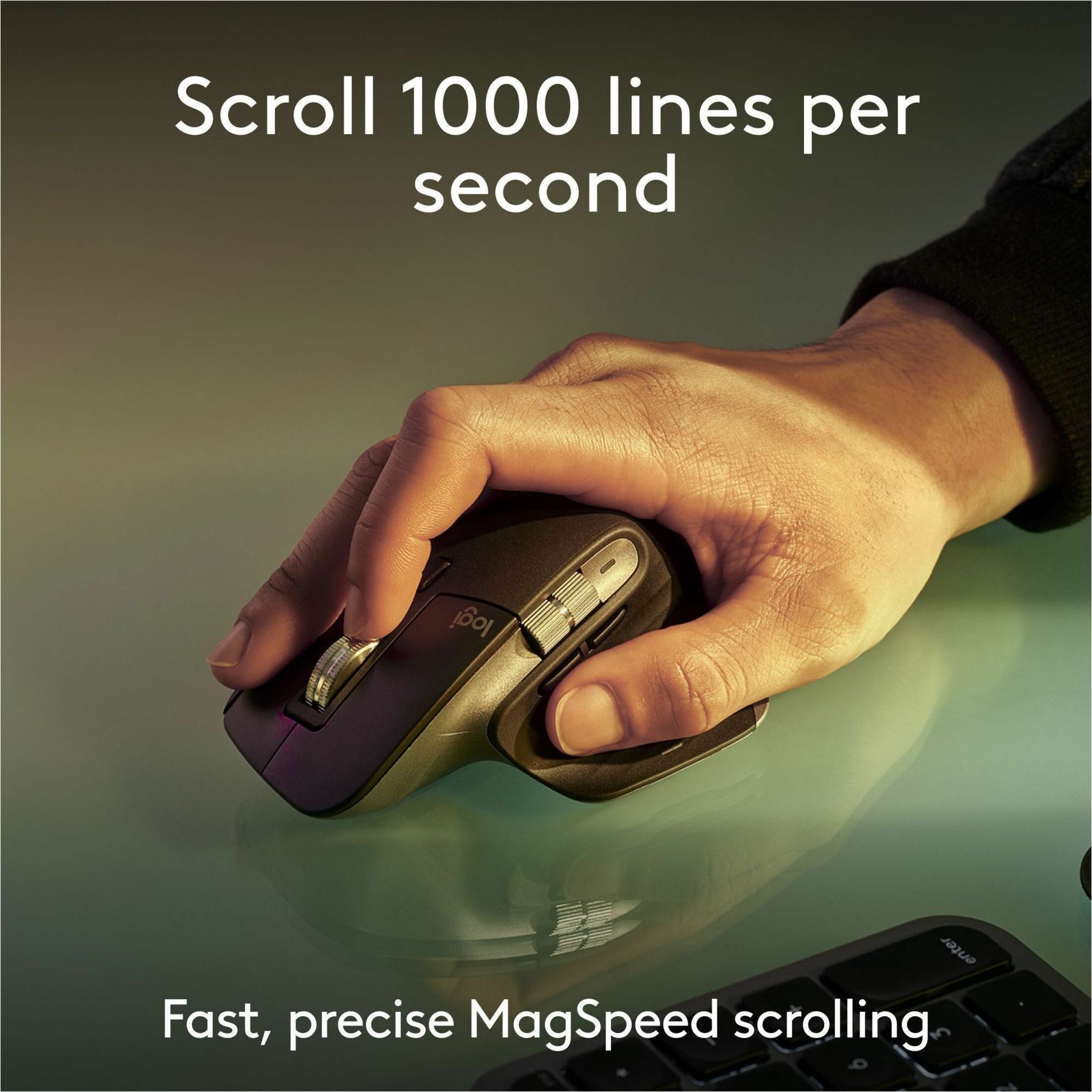 Hand using MX Master 3S mouse highlighting the MagSpeed scroll wheel-alternate-image4