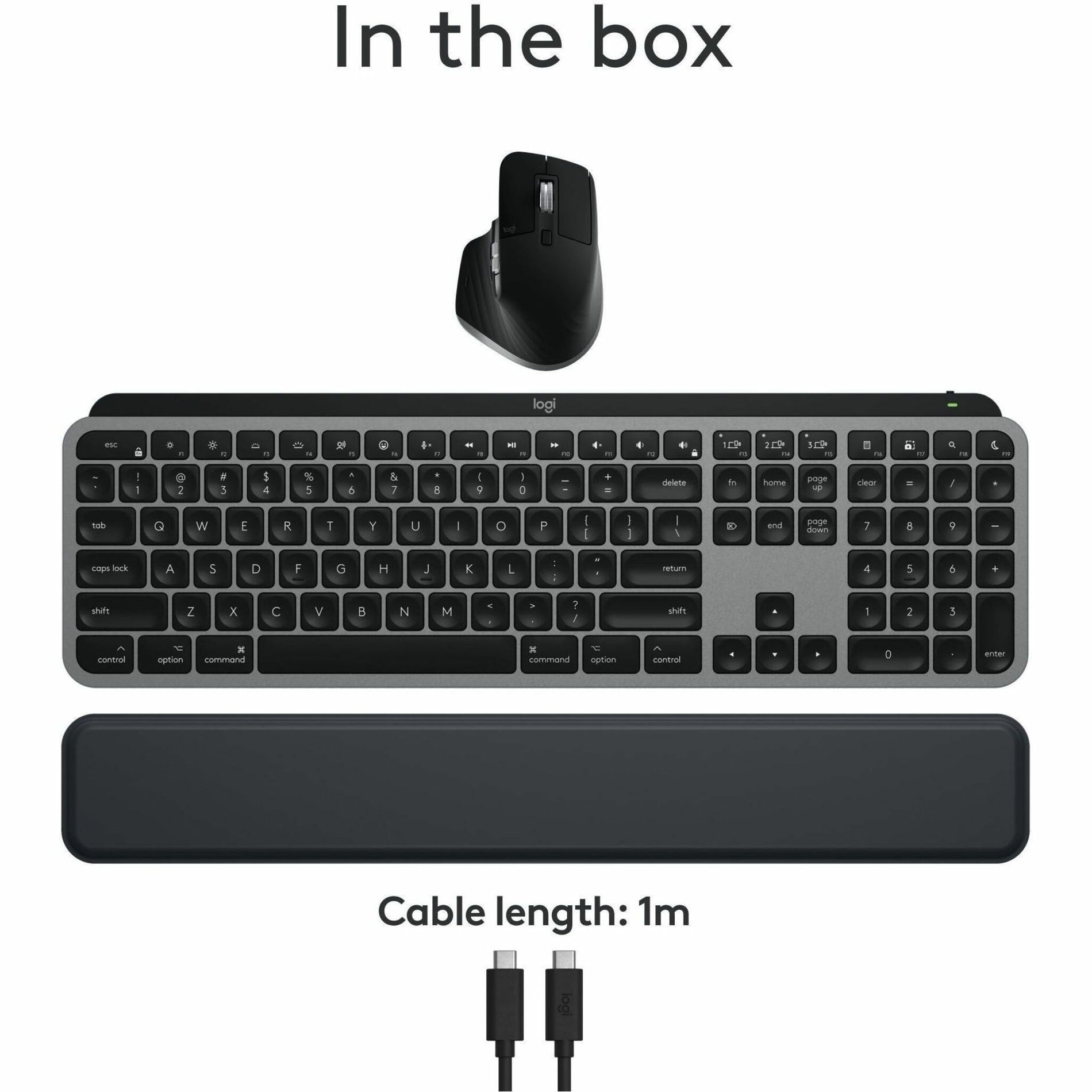 Complete contents of MX Keys S combo package including keyboard, mouse, palm rest and cable-alternate-image10