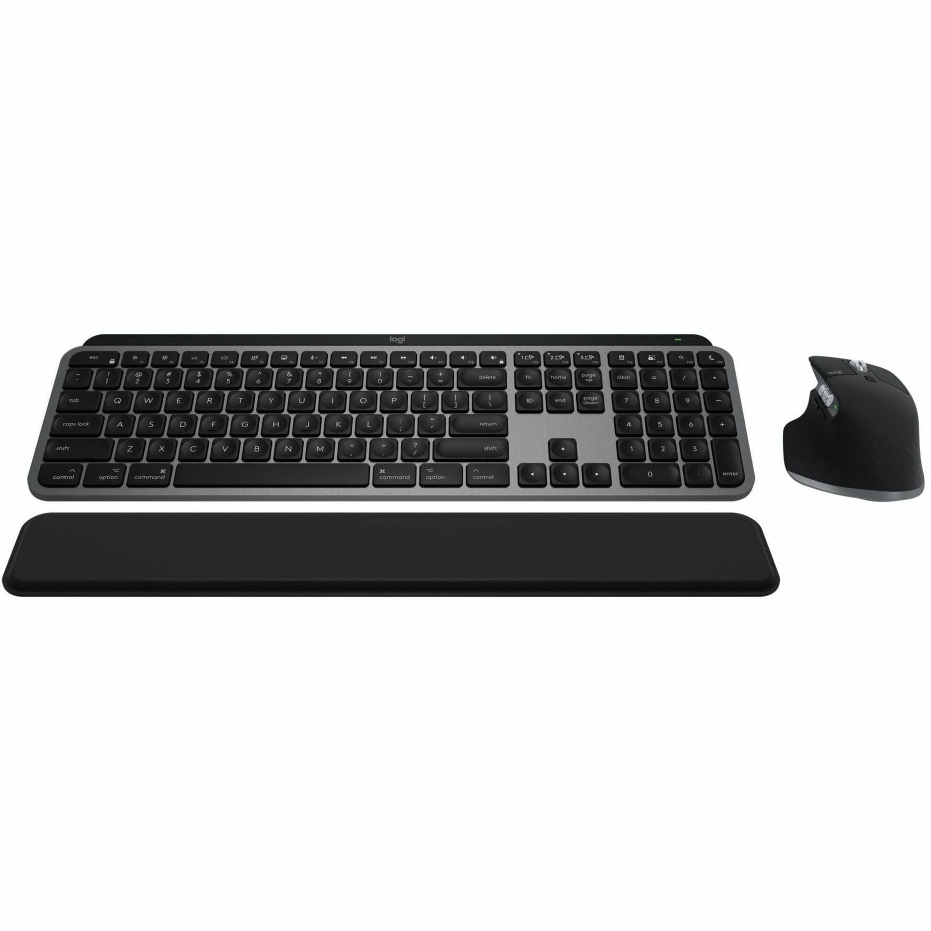 Logitech MX Keys S Wireless Keyboard and Mouse Combo in Space Gray with palm rest-alternate-image1