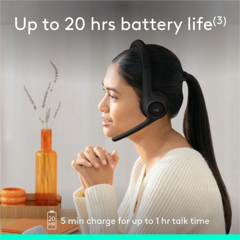 Battery life demonstration of Logitech Zone 300 headset