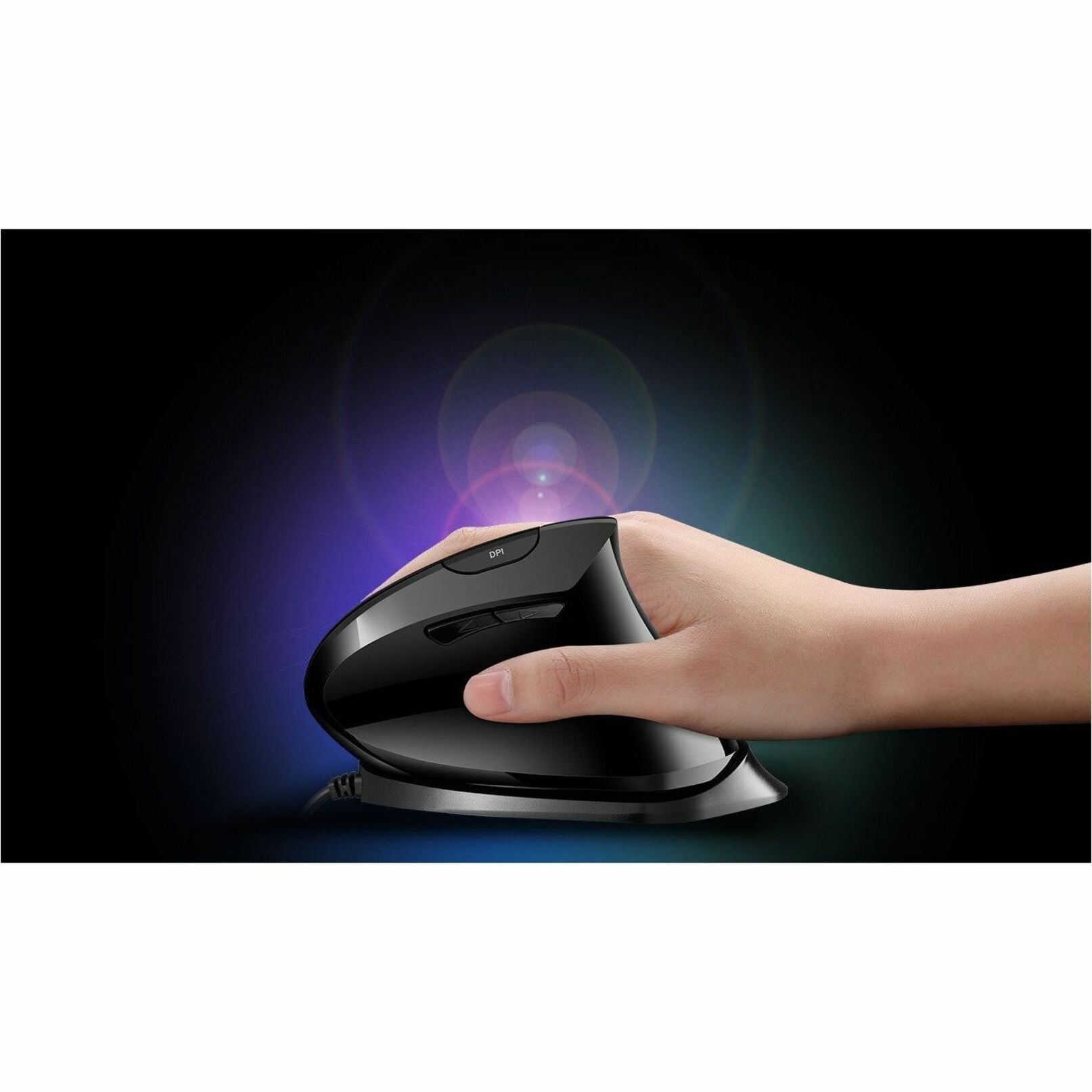 Artistic view of Adesso iMouse V3 with dynamic lighting showing ergonomic design in use-alternate-image10