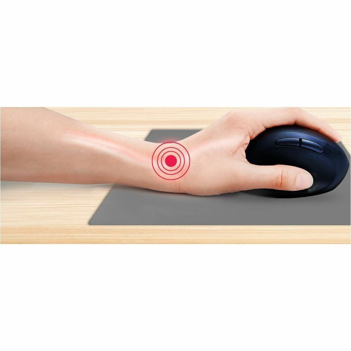 Demonstration of ergonomic hand position with Adesso iMouse V3 showing stress point reduction-alternate-image8