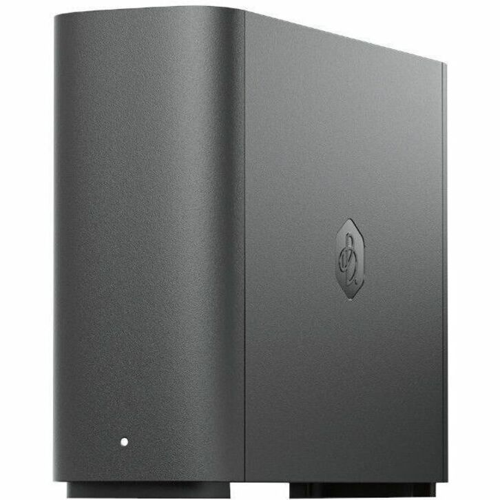 Front view of Synology BeeStation NAS in matte black finish with minimalist design and logo-alternate-image1