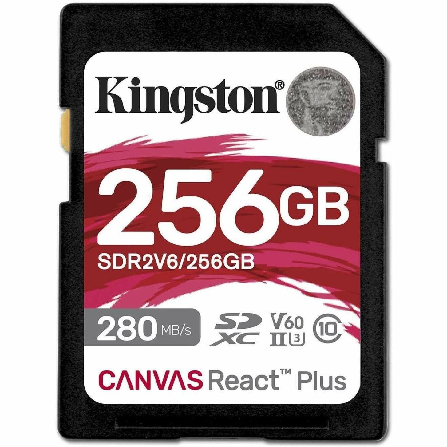 Kingston Canvas React Plus 256GB SDXC memory card showing specifications and branding-alternate-image1