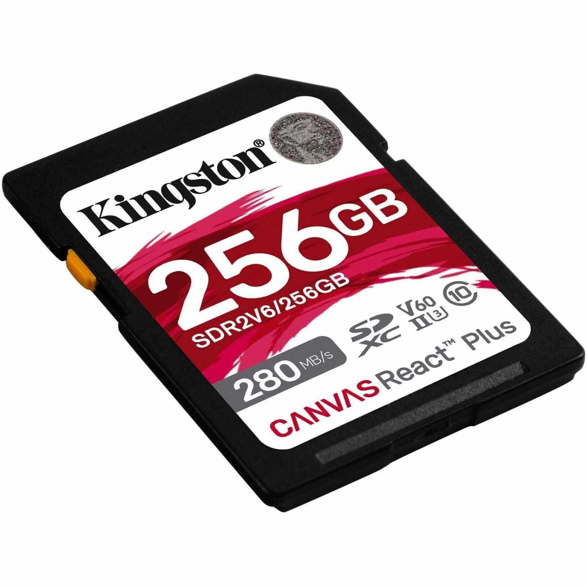 Kingston 256GB Canvas React Plus SDXC UHS-II 280R/150W U3 V60 for Full HD/4K (SDR2V6/256GB)