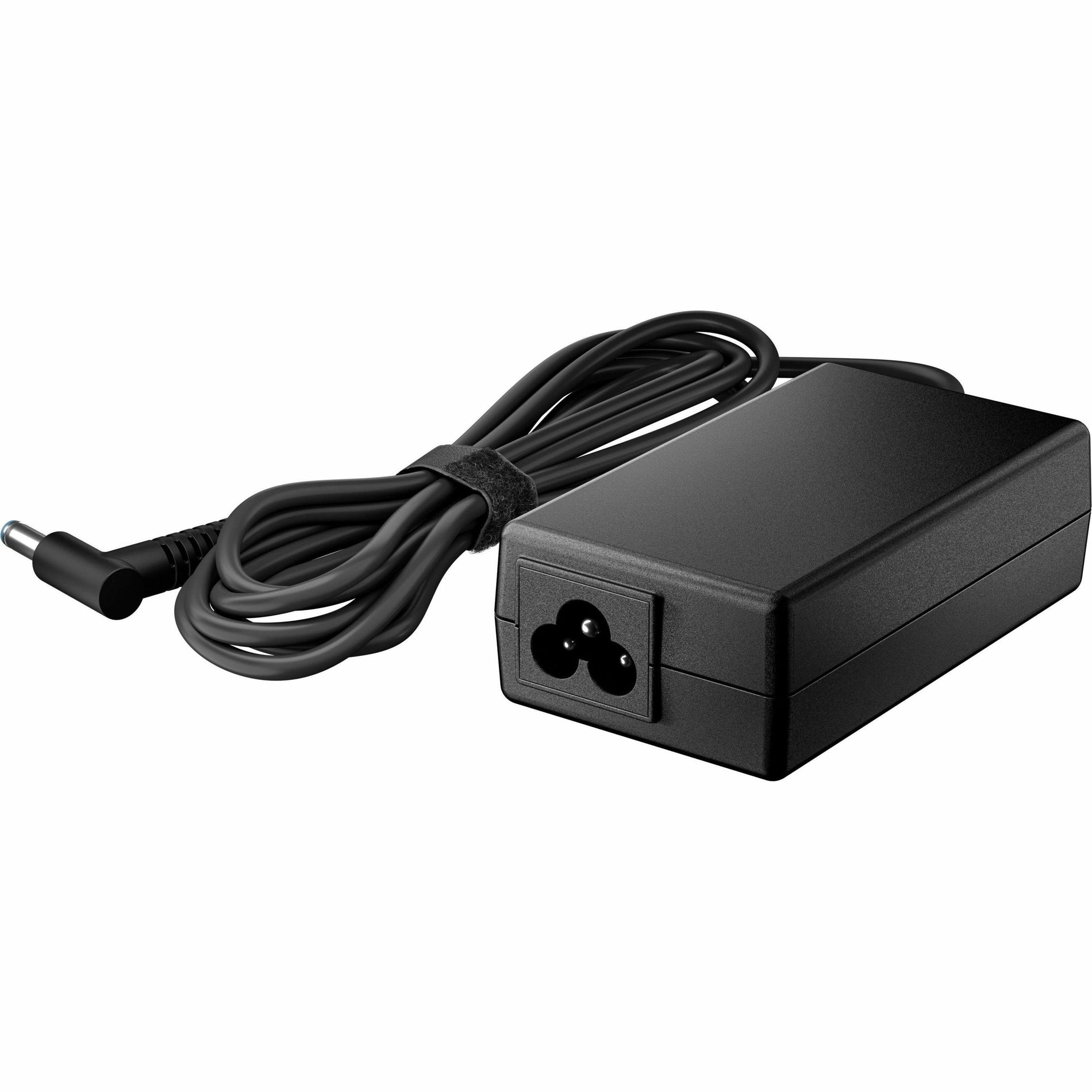 Side view of HP 65W Smart AC Adapter highlighting compact design and cable management-alternate-image3