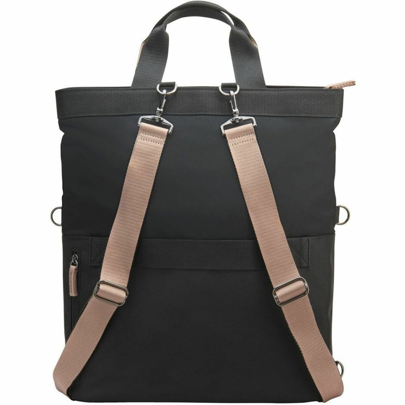 Back view of HP convertible bag displaying dual strap system and metal hardware