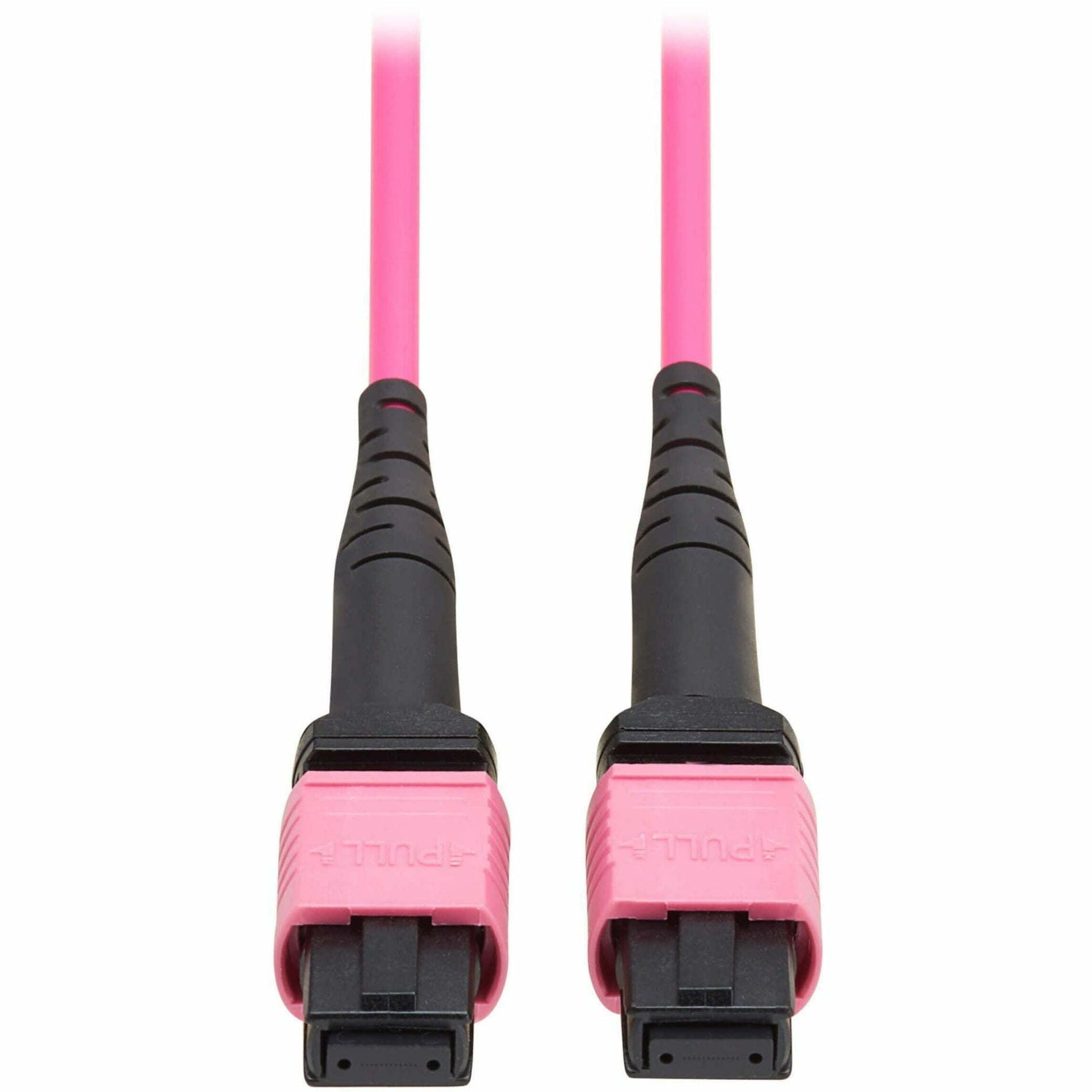 Close-up view of magenta MTP/MPO connectors with black strain relief boots-alternate-image2