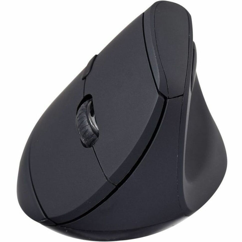 Angled view of V7 MW500BT ergonomic mouse highlighting its curved design and button placement