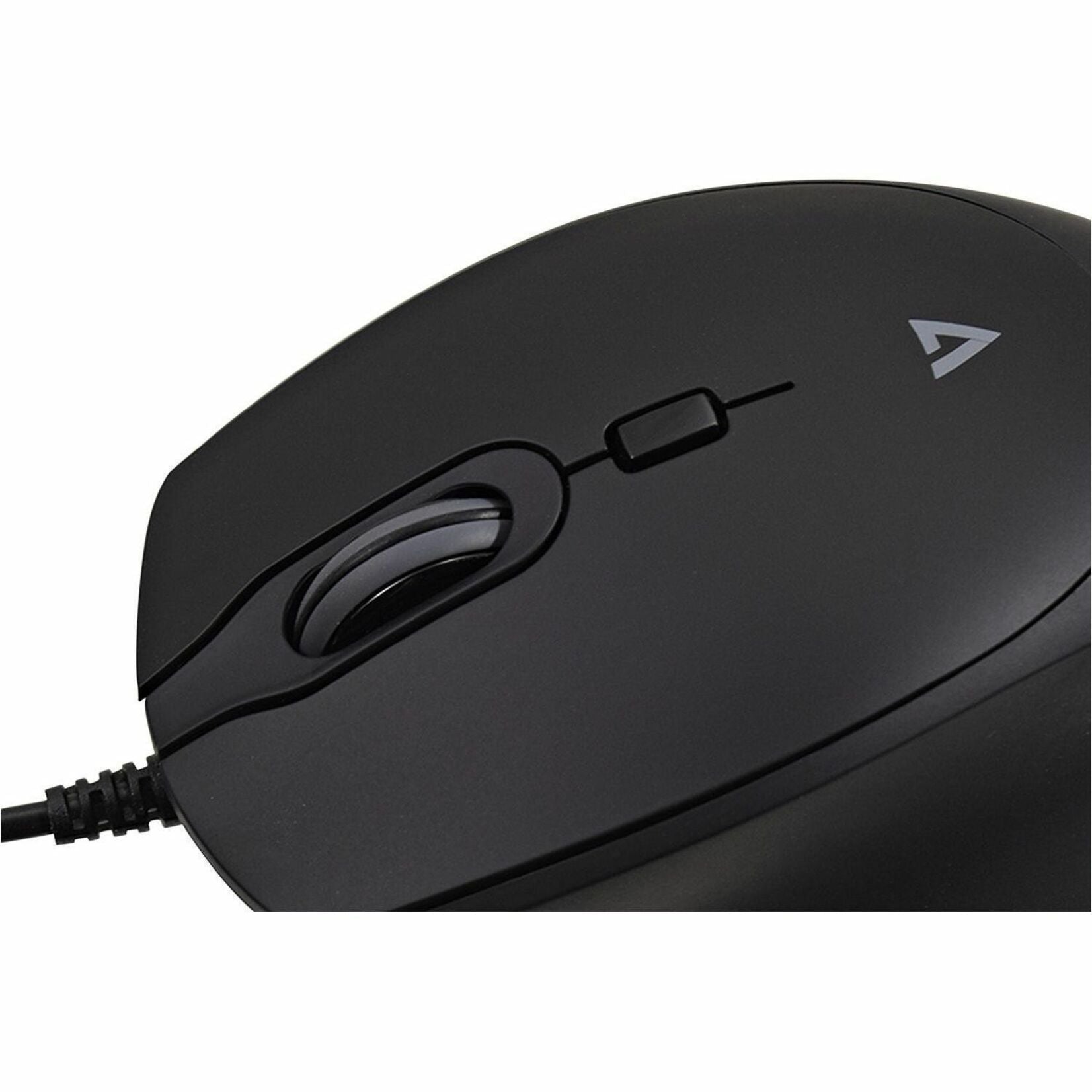 Mouse Profesional Silencioso USB Con Cable V7 MU350 - Óptico - Cable de 1.6m - Negro - USB - 2500 dpi - Rueda de Desplazamiento - 4 Botones - Tacto Suave - Clics Silenciosos - Conectar y Usar